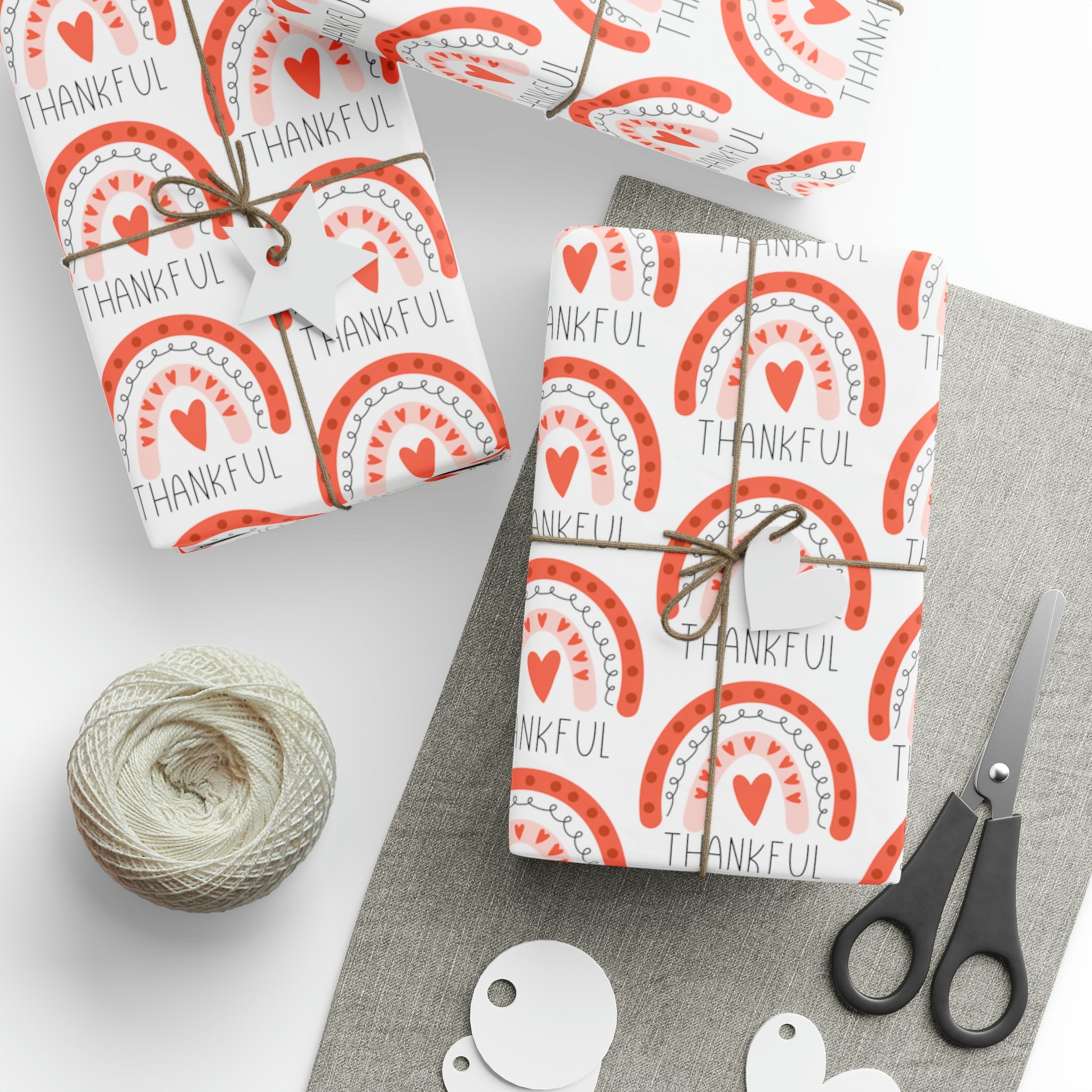 Thankful Boho Rainbow Friendsgiving Thanksgiving Thank You Print Holiday Gift Wrap Paper - Glossy Or Matte
