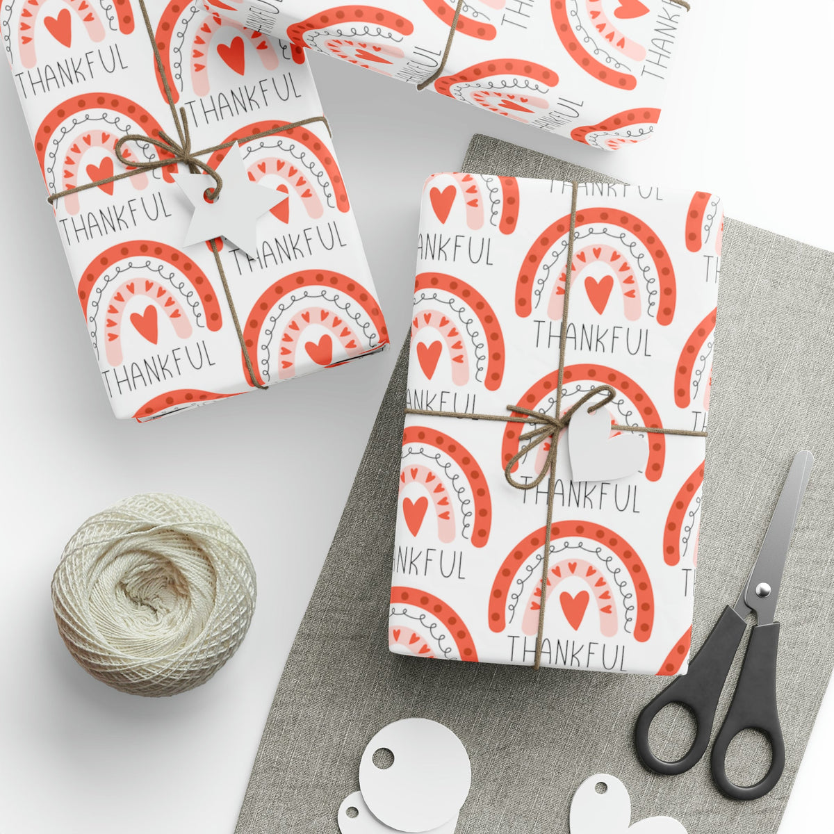 Thankful Boho Rainbow Friendsgiving Thanksgiving Thank You Print Holiday Gift Wrap Paper - Glossy Or Matte