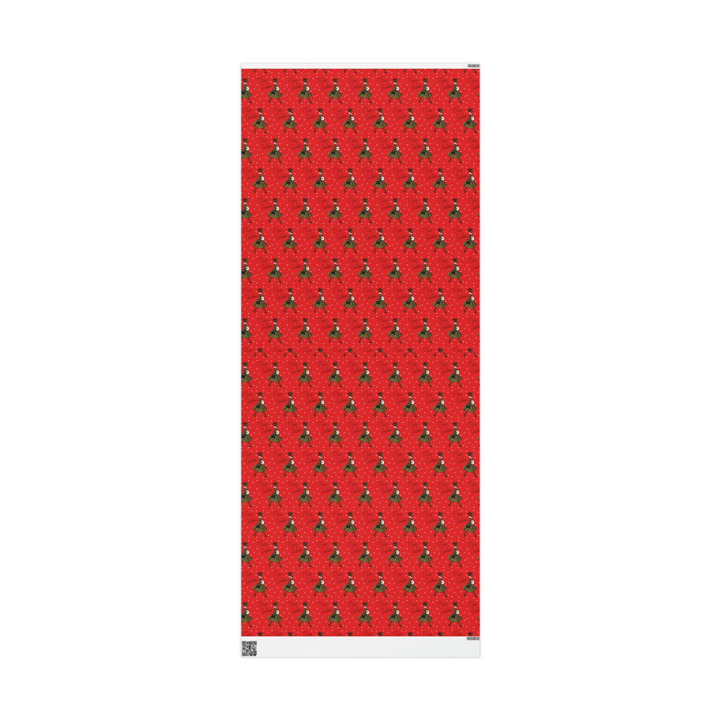 Merry Christmas Lady In Snow Red Mid Century Retro Christmas Print Holiday Gift Wrap Paper - Glossy Or Matte