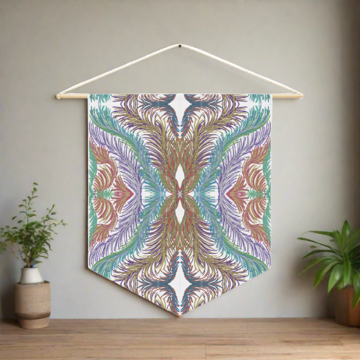 Space Feathers Mosaic Caden Caraco Art Print Wall Hanging Banner Flag