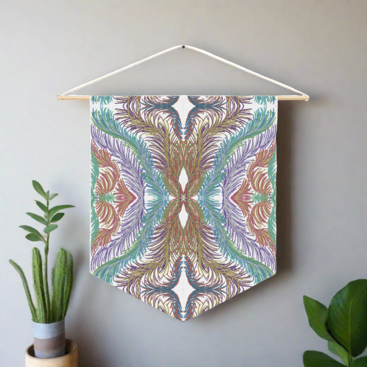 Space Feathers Mosaic Caden Caraco Art Print Wall Hanging Banner Flag