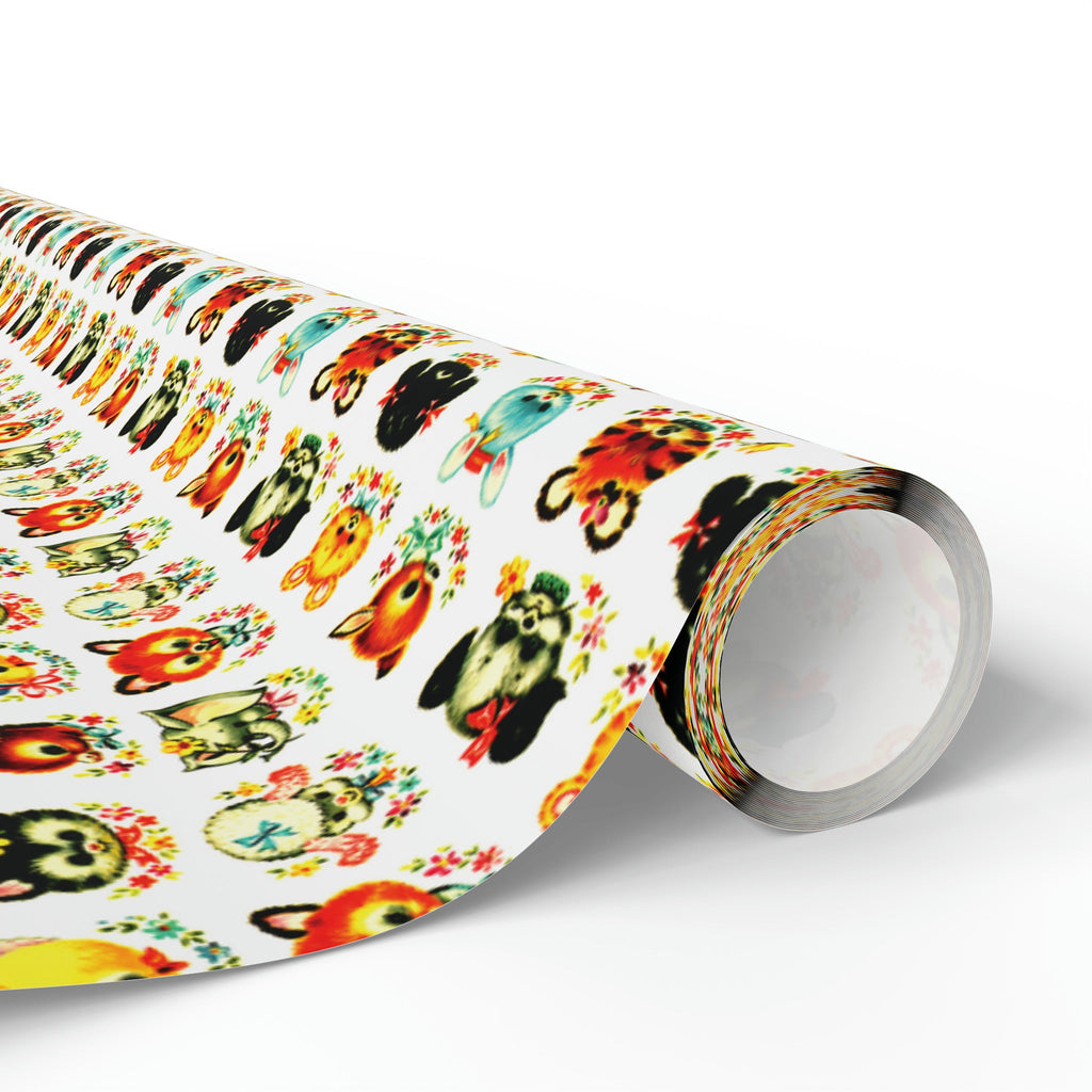 Cute Mid Century Baby Animals Mid Century Retro Print Baby Shower Birthday Holiday Gift Wrap Paper - Glossy Or Matte