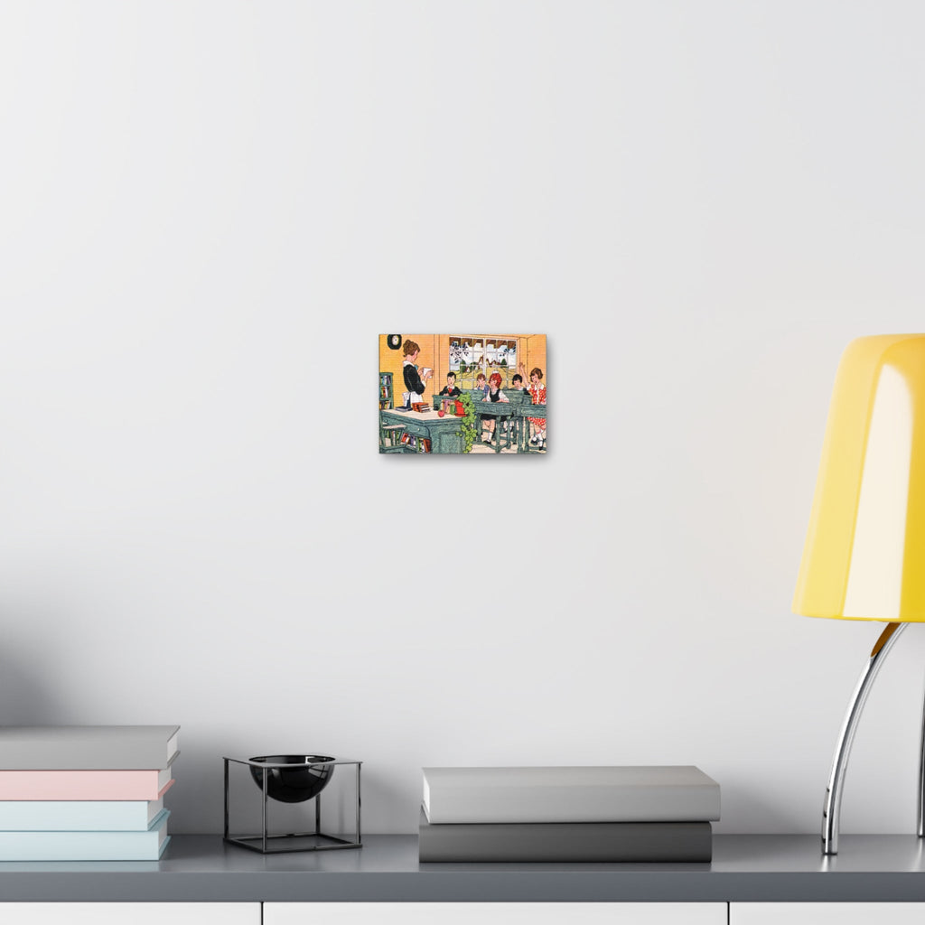 Teacher With Students In Classroom Retro Vintage Print Canvas Gallery Wraps