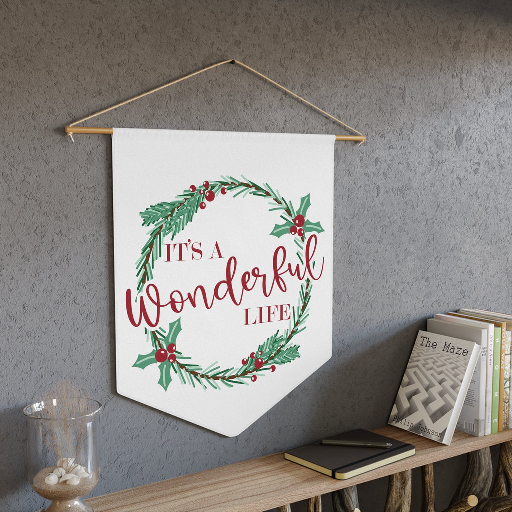 It's A Wonderful Life Christmas Wreath Wall Hanging Banner Flag