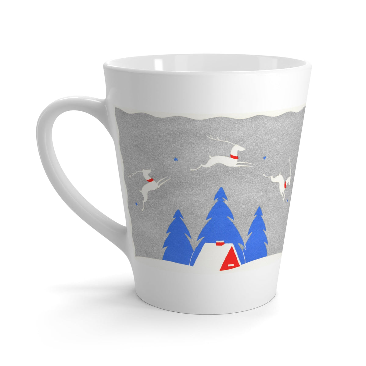 Reindeer Cozy Home Mid Century Retro Christmas Print Latte Mug
