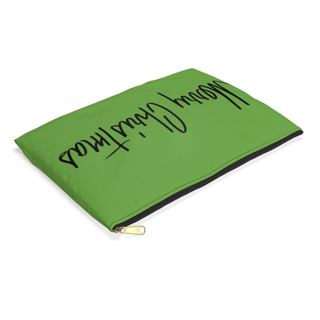 Merry Christmas Green Mid Century Retro Christmas Print Polyester Accessory Travel Pouch
