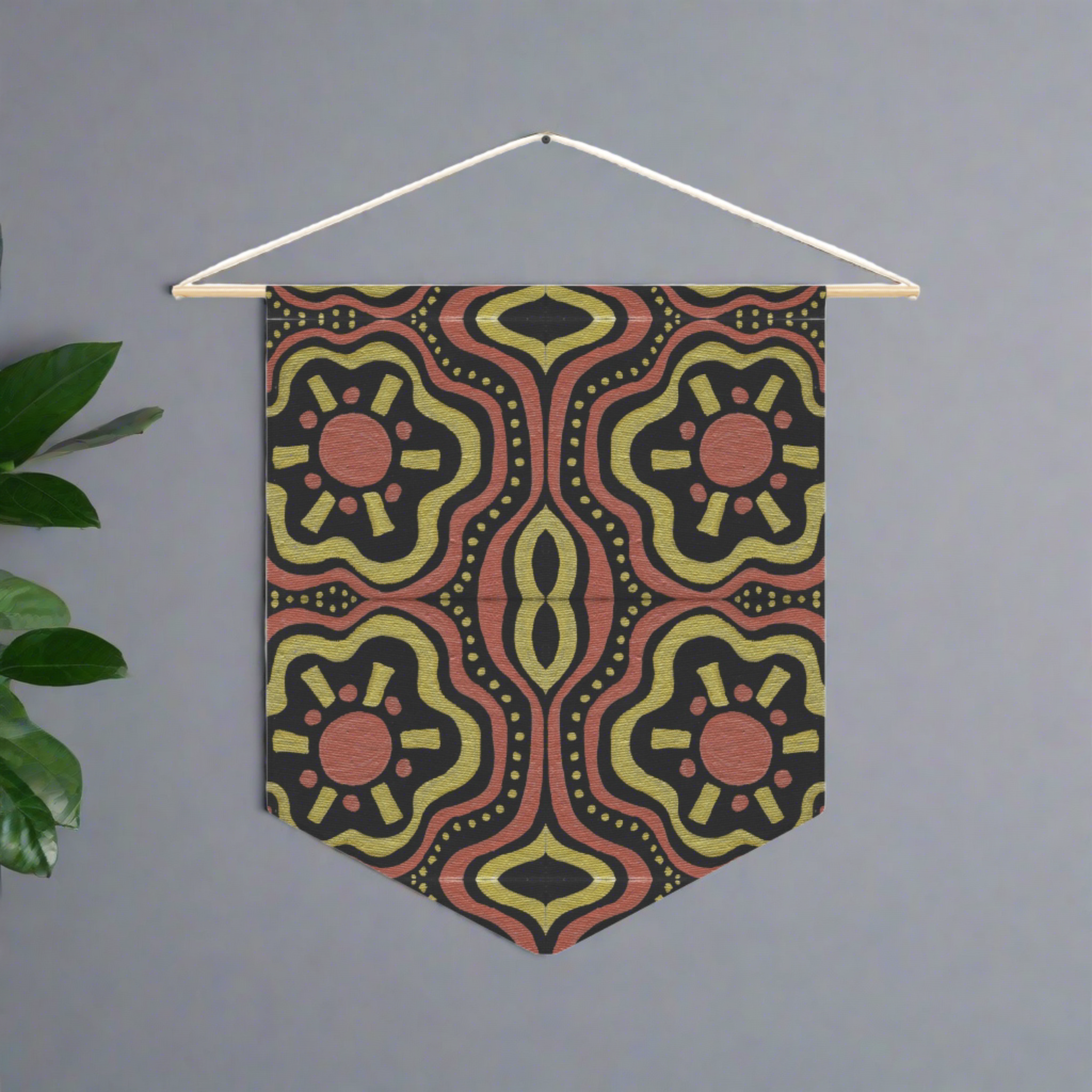 Copper Golden Suns Mosaic Caden Caraco Art Print Wall Hanging Banner Flag