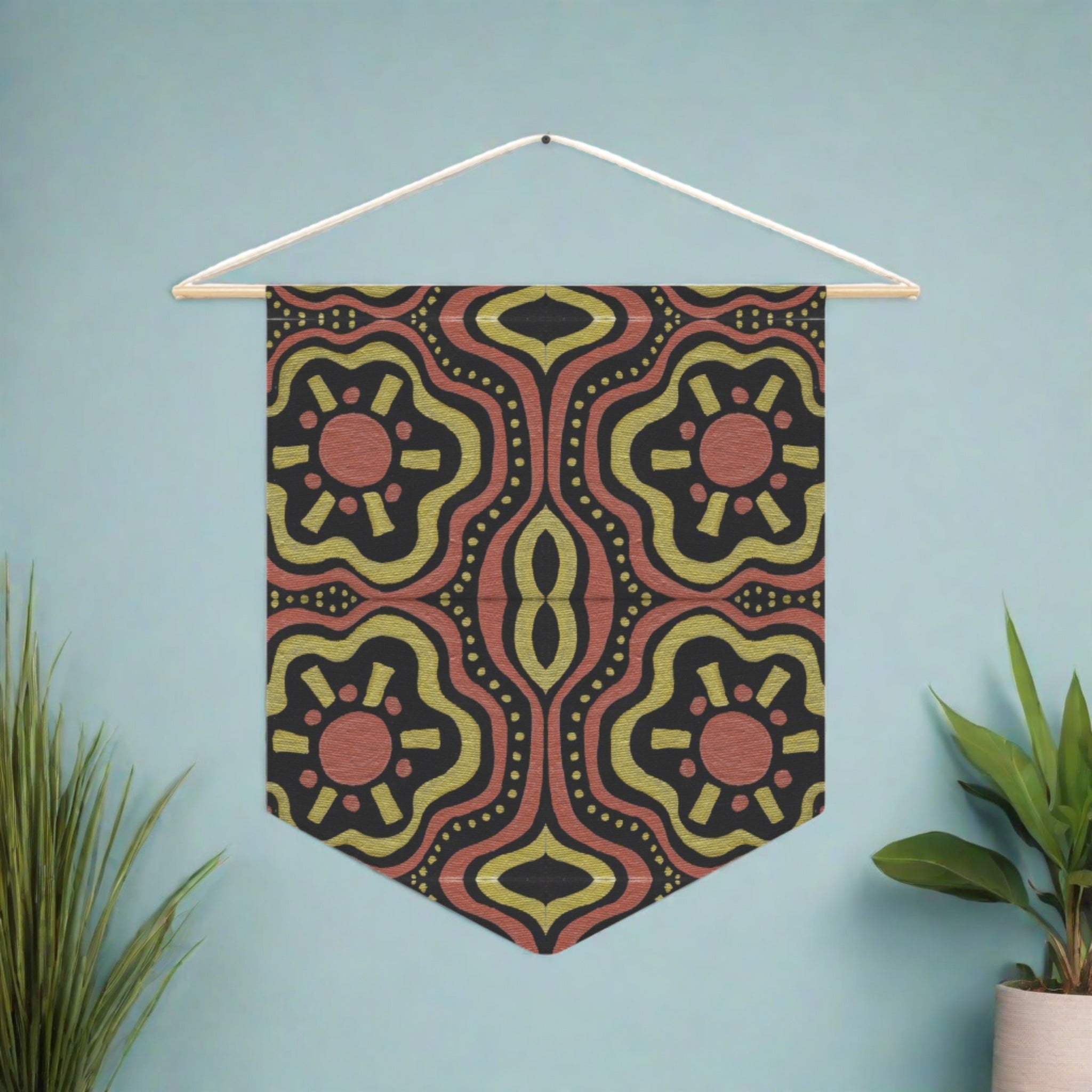 Copper Golden Suns Mosaic Caden Caraco Art Print Wall Hanging Banner Flag