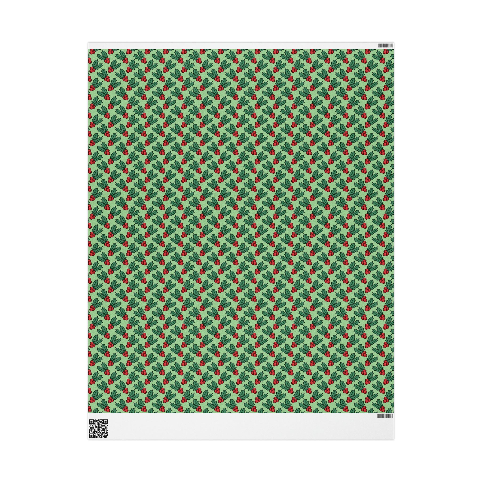 Cute Christmas Holly Christmas Print Holiday Gift Wrap Paper - Glossy Or Matte
