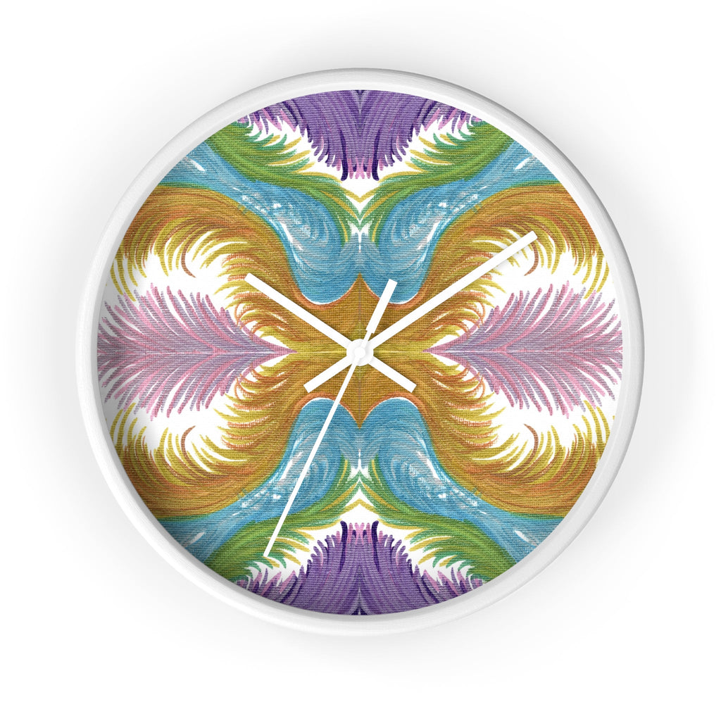 Lyran Feathers Caden Caraco White Wooden Silent Wall Clock
