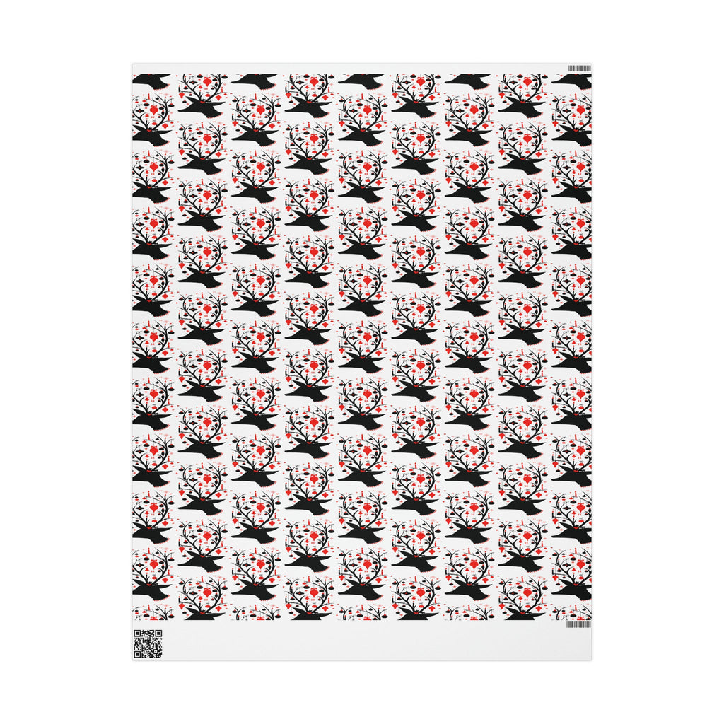 Reindeer Silhouette With Ornaments Mid Century Retro Christmas Print Holiday Gift Wrap Paper - Glossy Or Matte