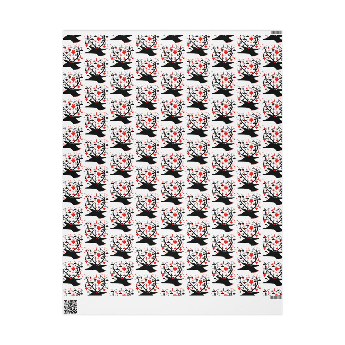 Reindeer Silhouette With Ornaments Mid Century Retro Christmas Print Holiday Gift Wrap Paper - Glossy Or Matte