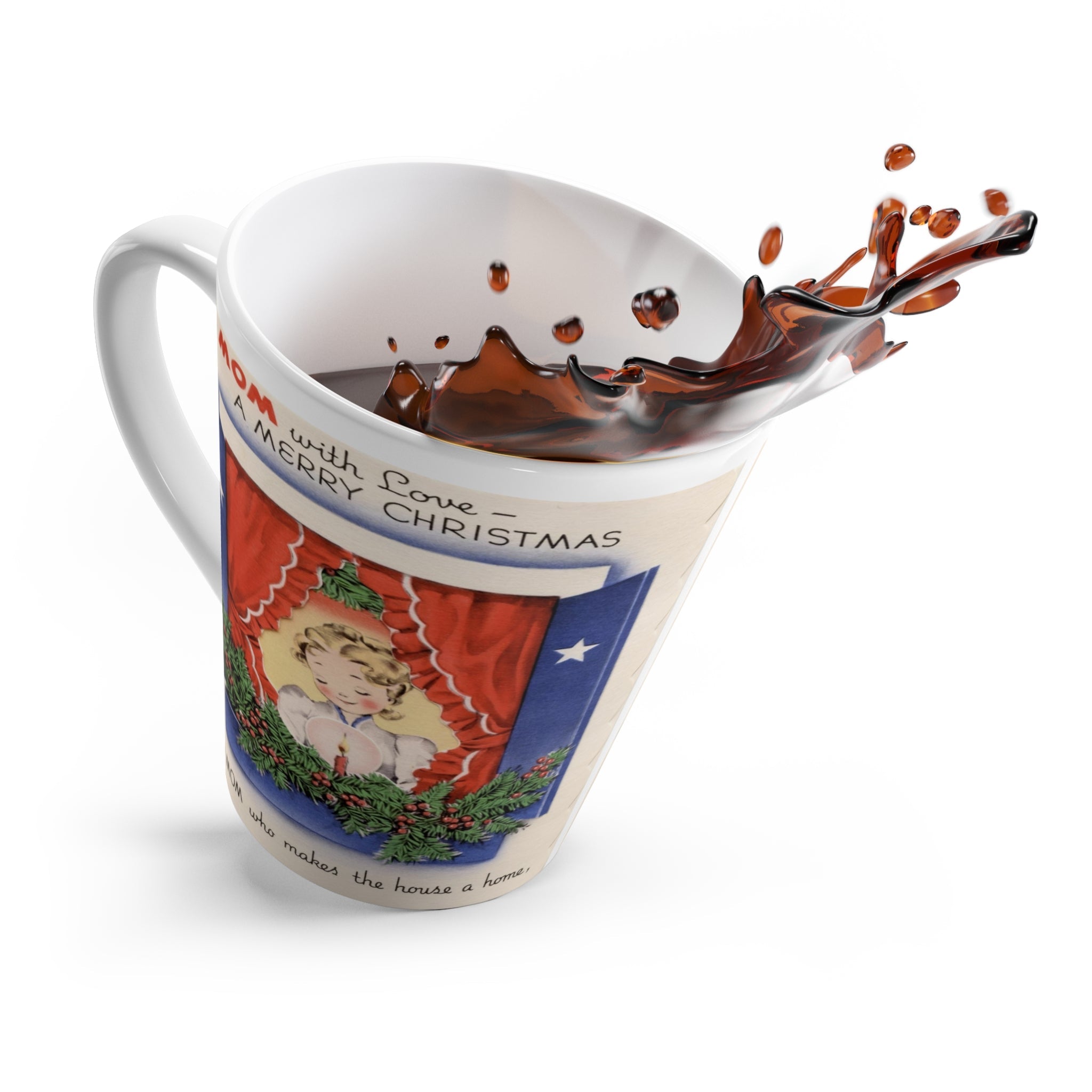 To Mom With Love Merry Christmas Mid Century Retro Christmas Print Latte Coffee Mug