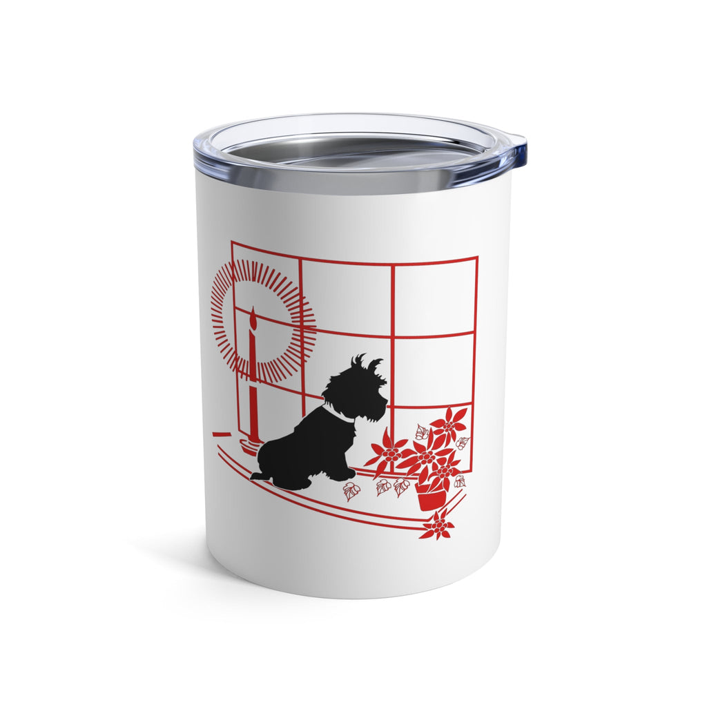 Scottie In Window Christmas Candle Retro Christmas Print Stainless Steel Tumbler 10oz