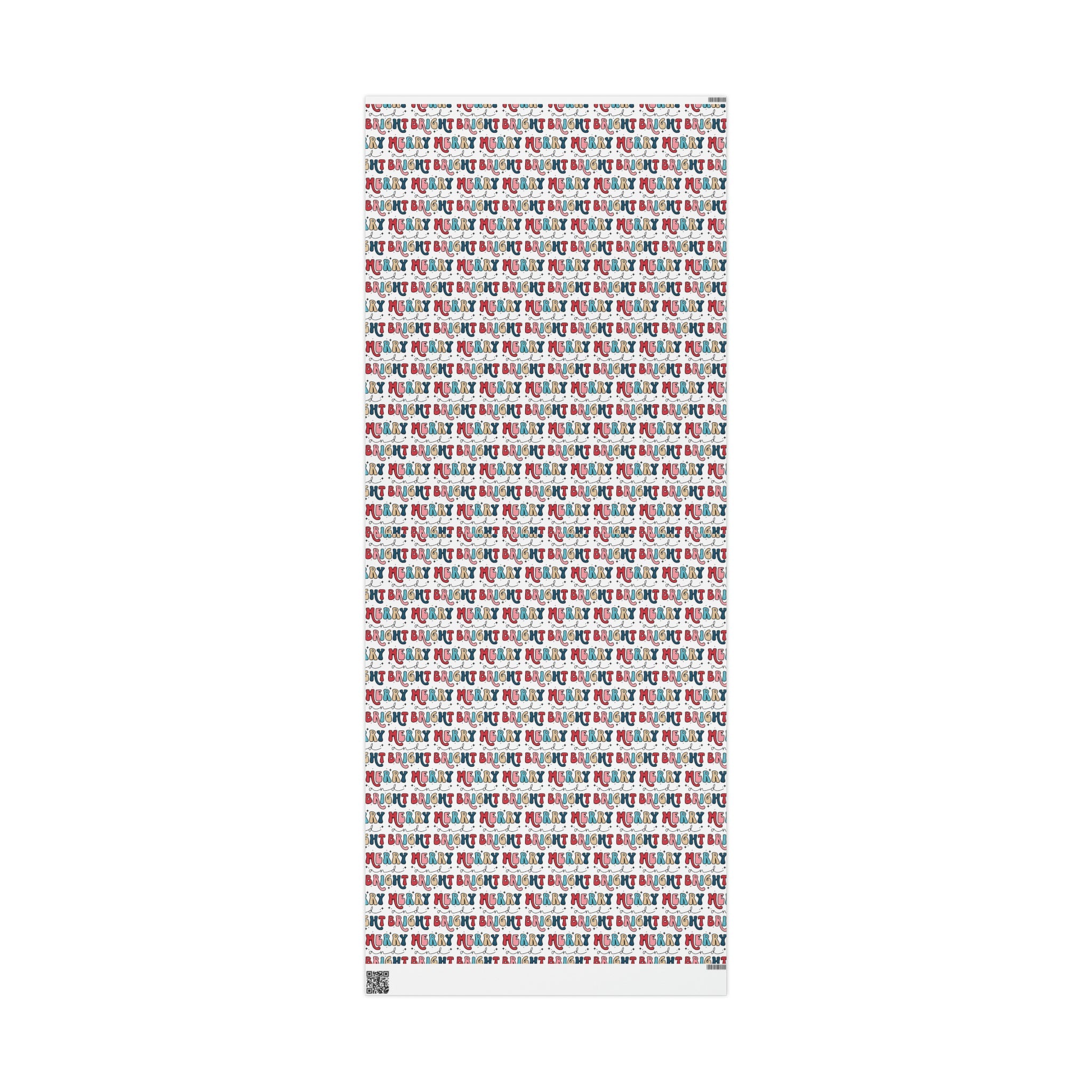 Merry And Bright Retro Style Christmas Print Holiday Gift Wrap Paper - Glossy Or Matte