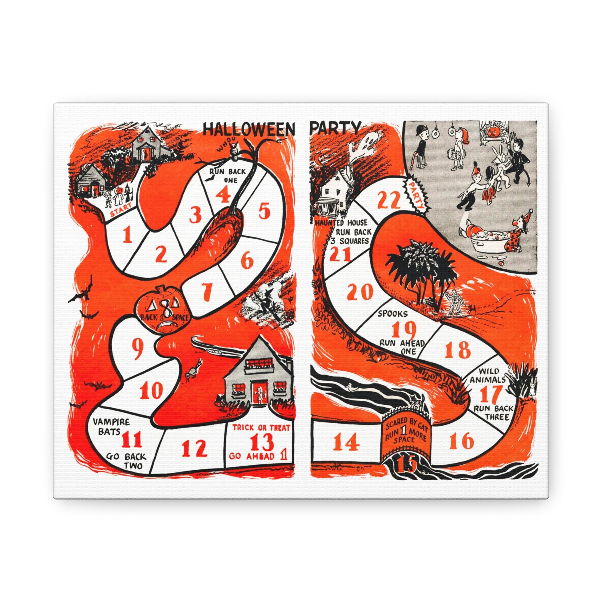 Vintage Halloween Board Game Retro Print Canvas Gallery Wrap