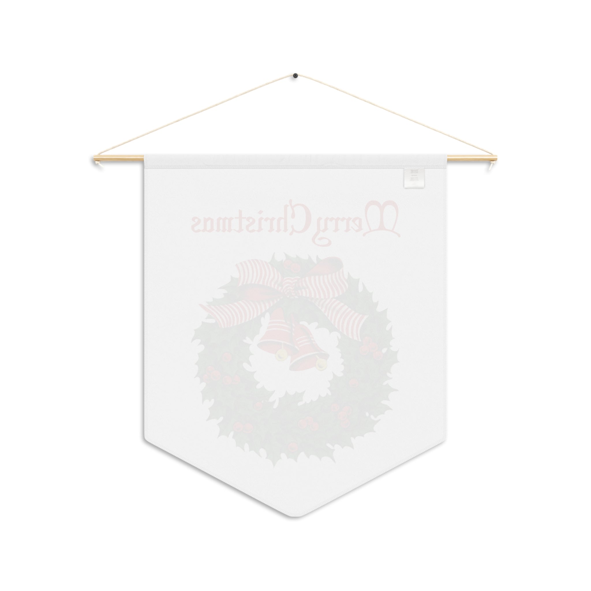 Merry Christmas Wreath Retro Mid Century Christmas Print Wall Hanging Banner Flag