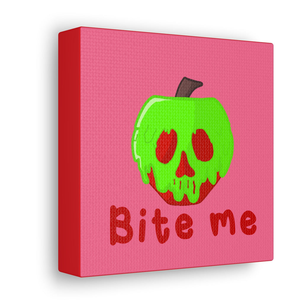 Bite Me Poison Apple Halloween Canvas Gallery Wraps - Pink