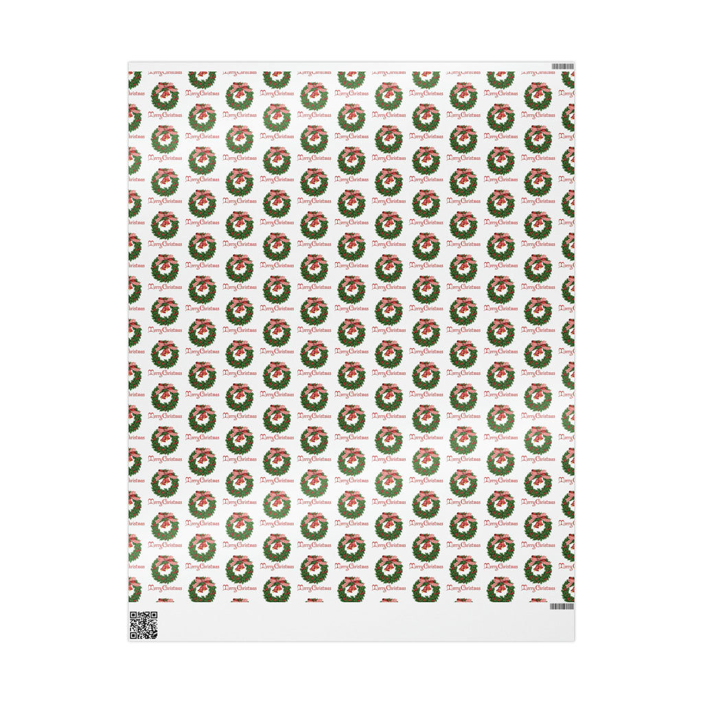 Merry Christmas Wreath Retro Christmas Print Holiday Gift Wrap Paper - Glossy Or Matte