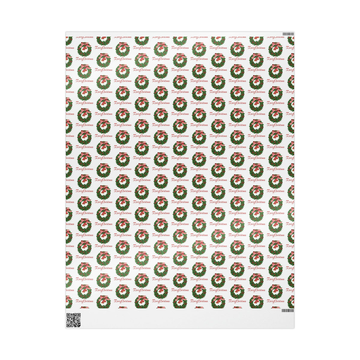 Merry Christmas Wreath Retro Christmas Print Holiday Gift Wrap Paper - Glossy Or Matte