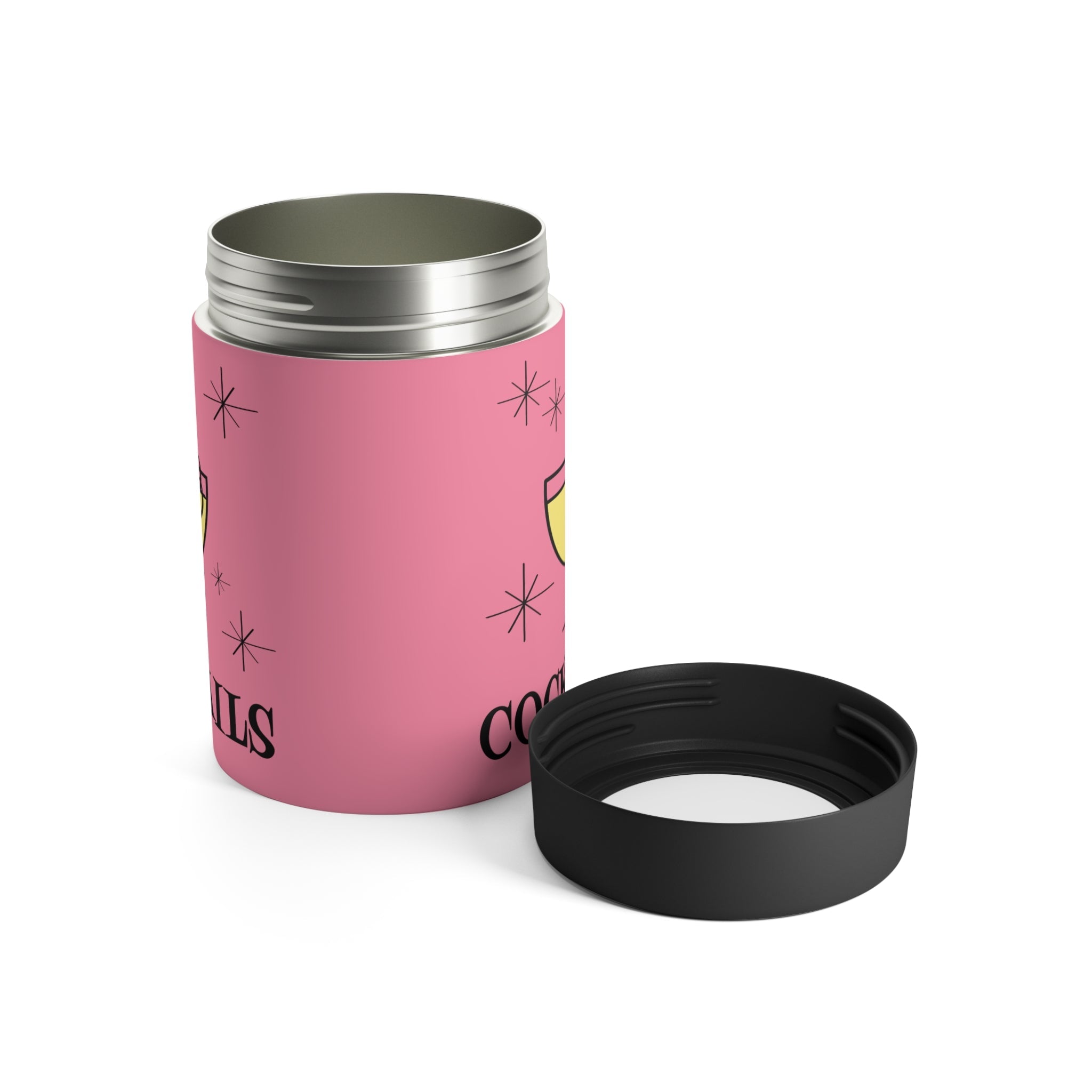 Cocktails Atomic Retro Style Print Lined Stainless Steel Can Holder