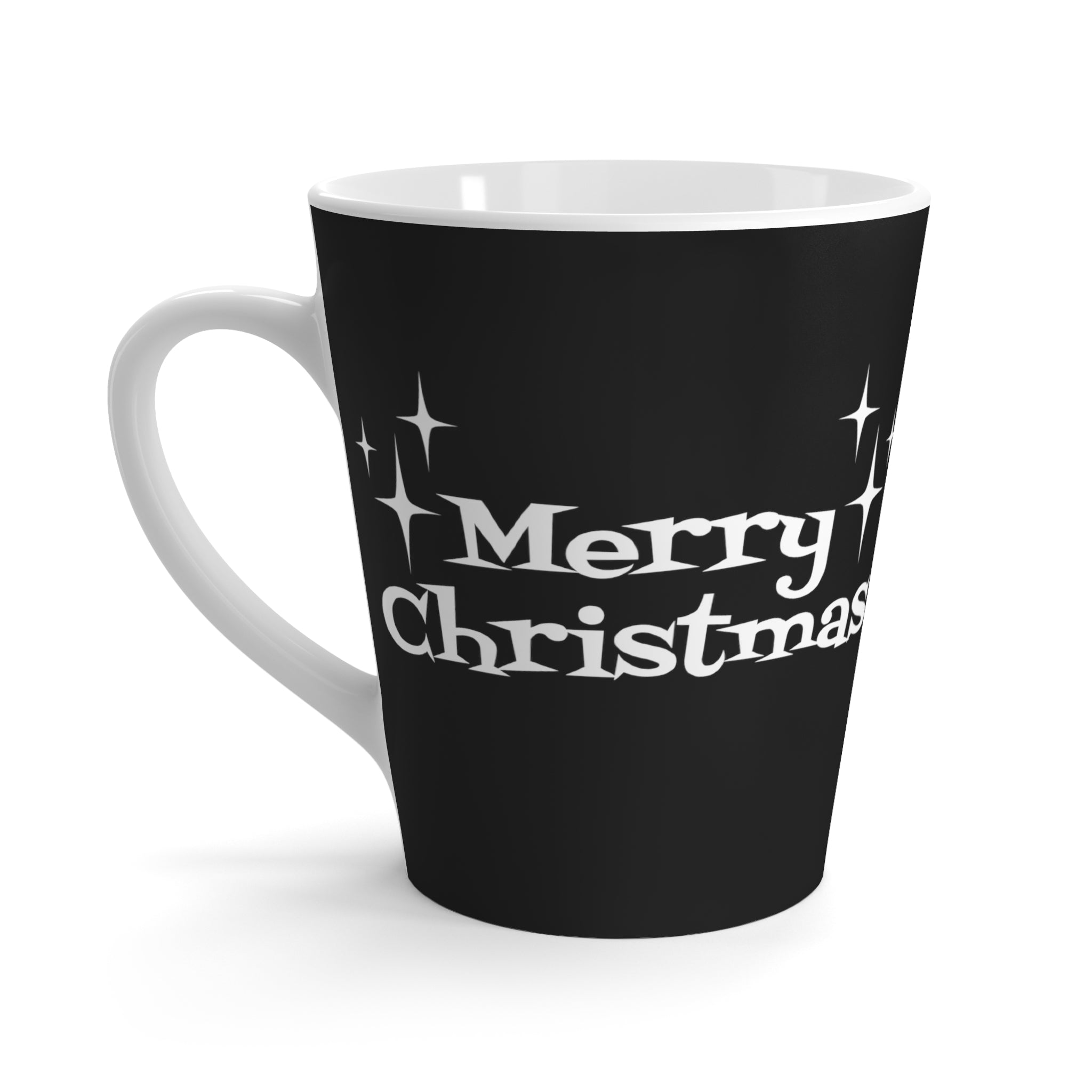 Merry Christmas Black And White Atomic Mid Century Retro Style Latte Mug