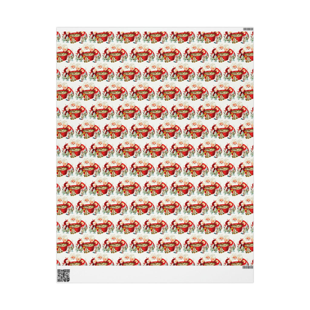 Santa And Mrs Claus Making Christmas Cheer Retro Holiday Gift Wrap Paper - Glossy Or Matte