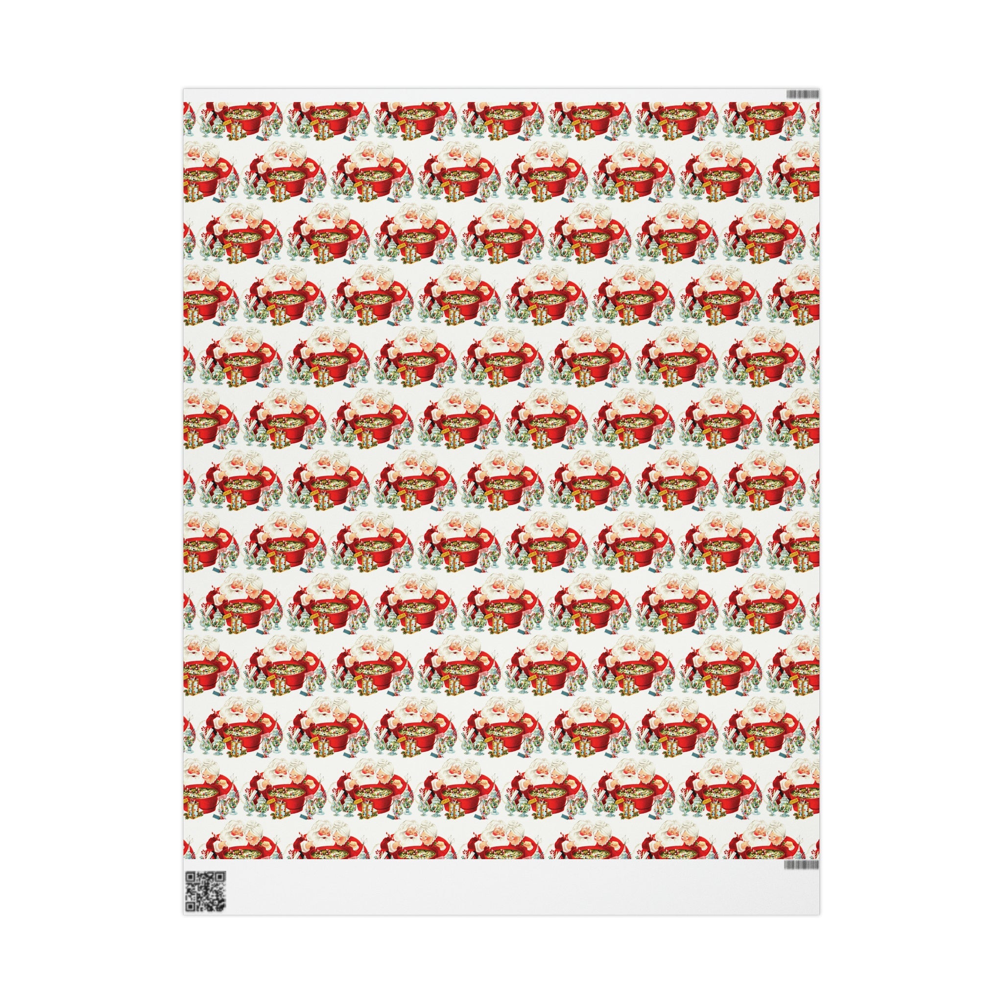 Santa And Mrs Claus Making Christmas Cheer Retro Holiday Gift Wrap Paper - Glossy Or Matte