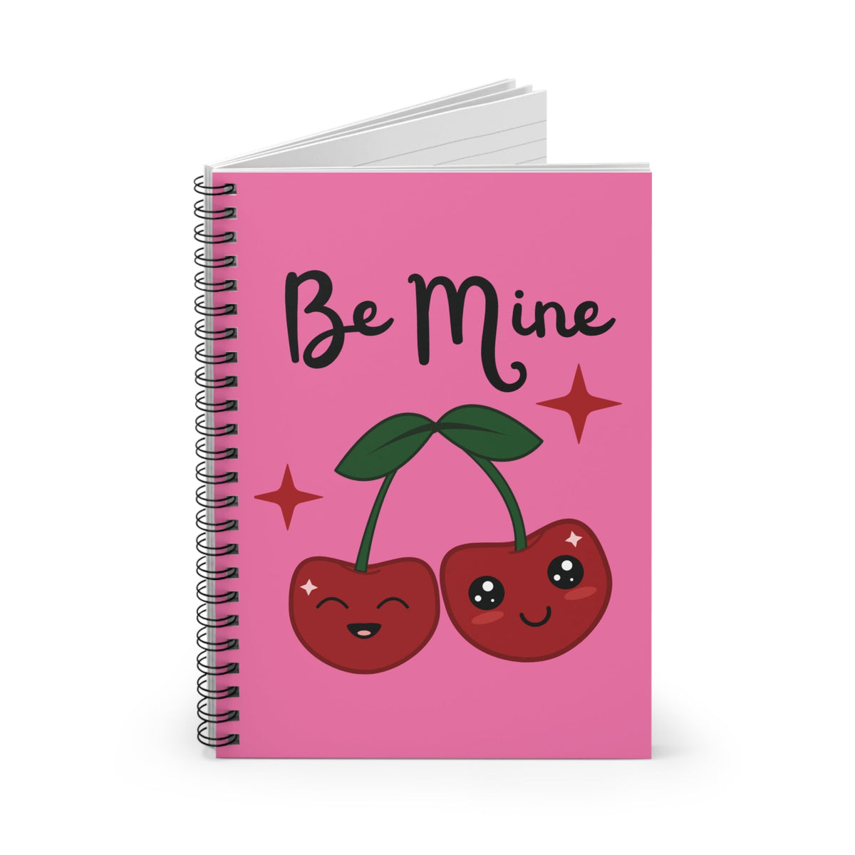 Retro Cherries Be Mine Spiral Journal - Stylish and Portable Notebook