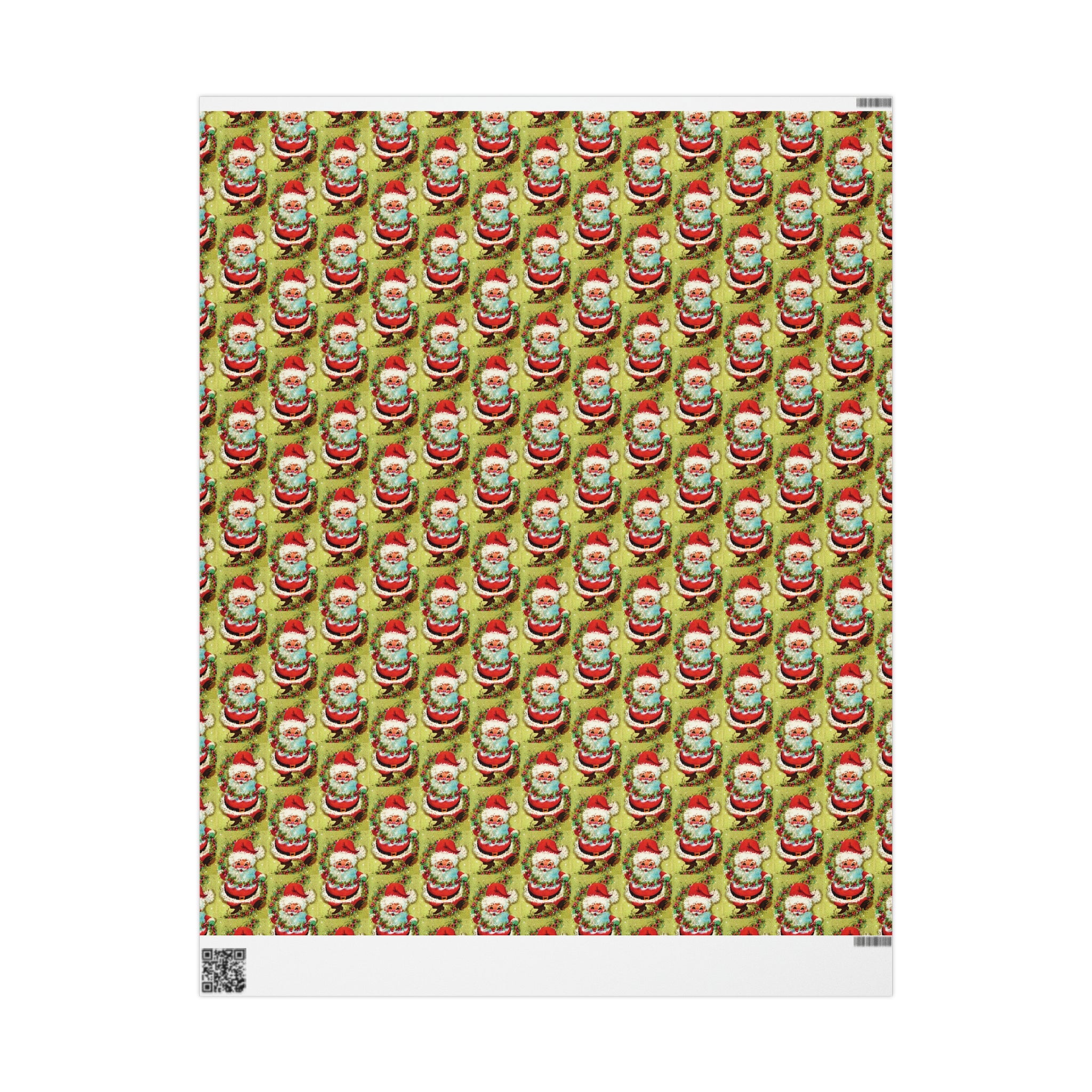 Cute Dancing Santa With Garland Mod Mid Century Retro Christmas Print Holiday Gift Wrap Paper - Glossy Or Matte