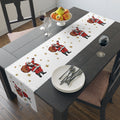 Midcentury Diverse Black Santa Gold Stars Vintage Polyester Table Runner