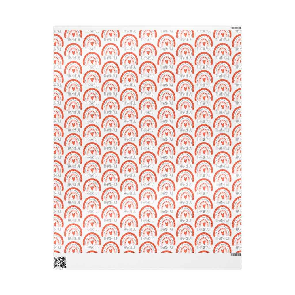 Thankful Boho Rainbow Friendsgiving Thanksgiving Thank You Print Holiday Gift Wrap Paper - Glossy Or Matte