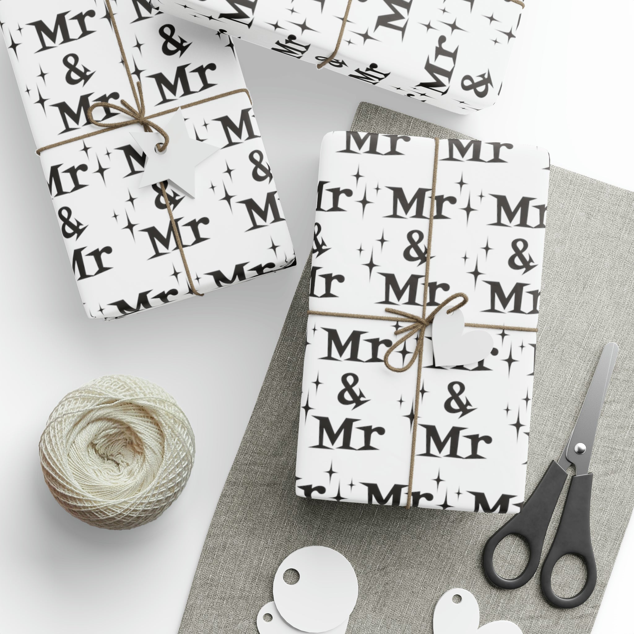 Mr. And Mr. Atomic Mid Century Retro Style Wedding Holiday Gift Wrap Paper - Glossy Or Matte