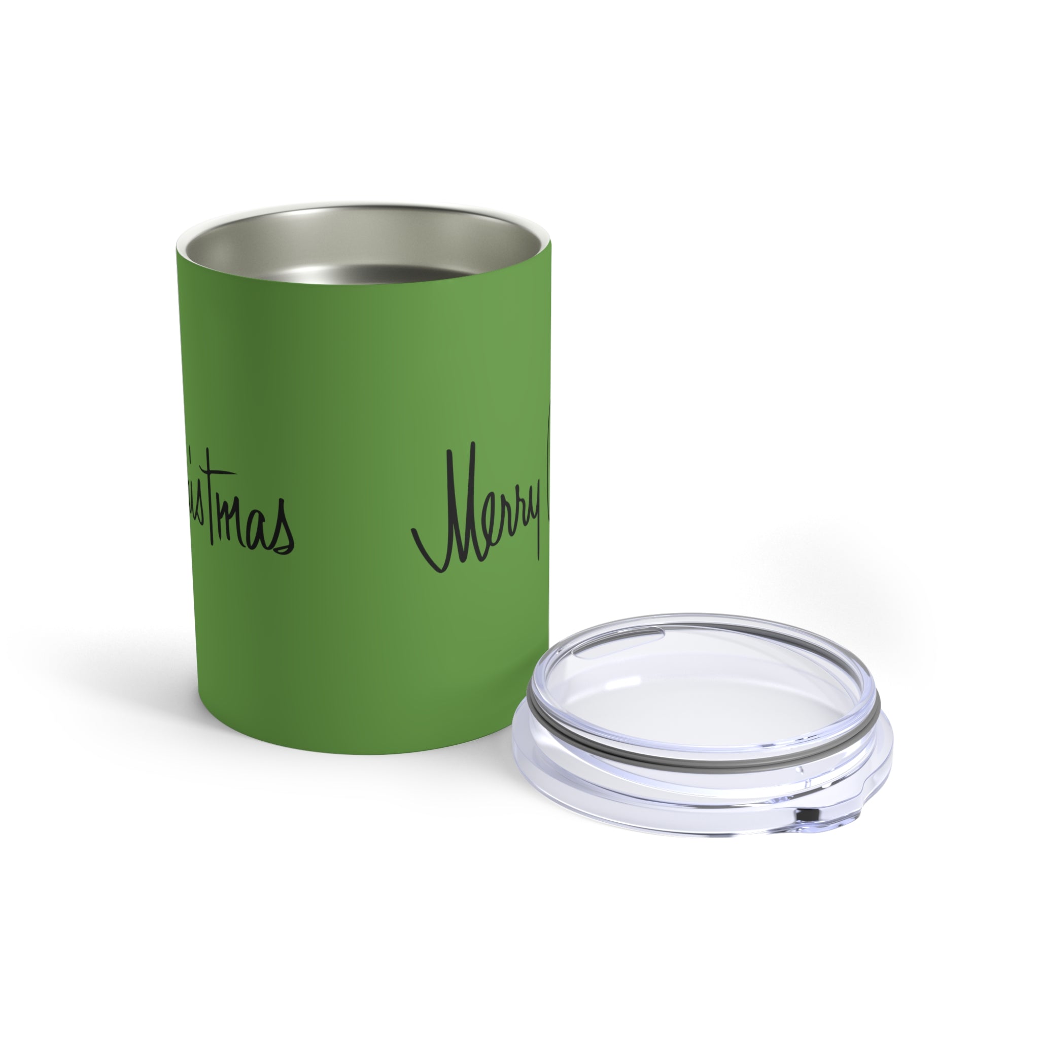 Merry Christmas Green Mid Century Retro Christmas Stainless Steel Tumbler 10oz