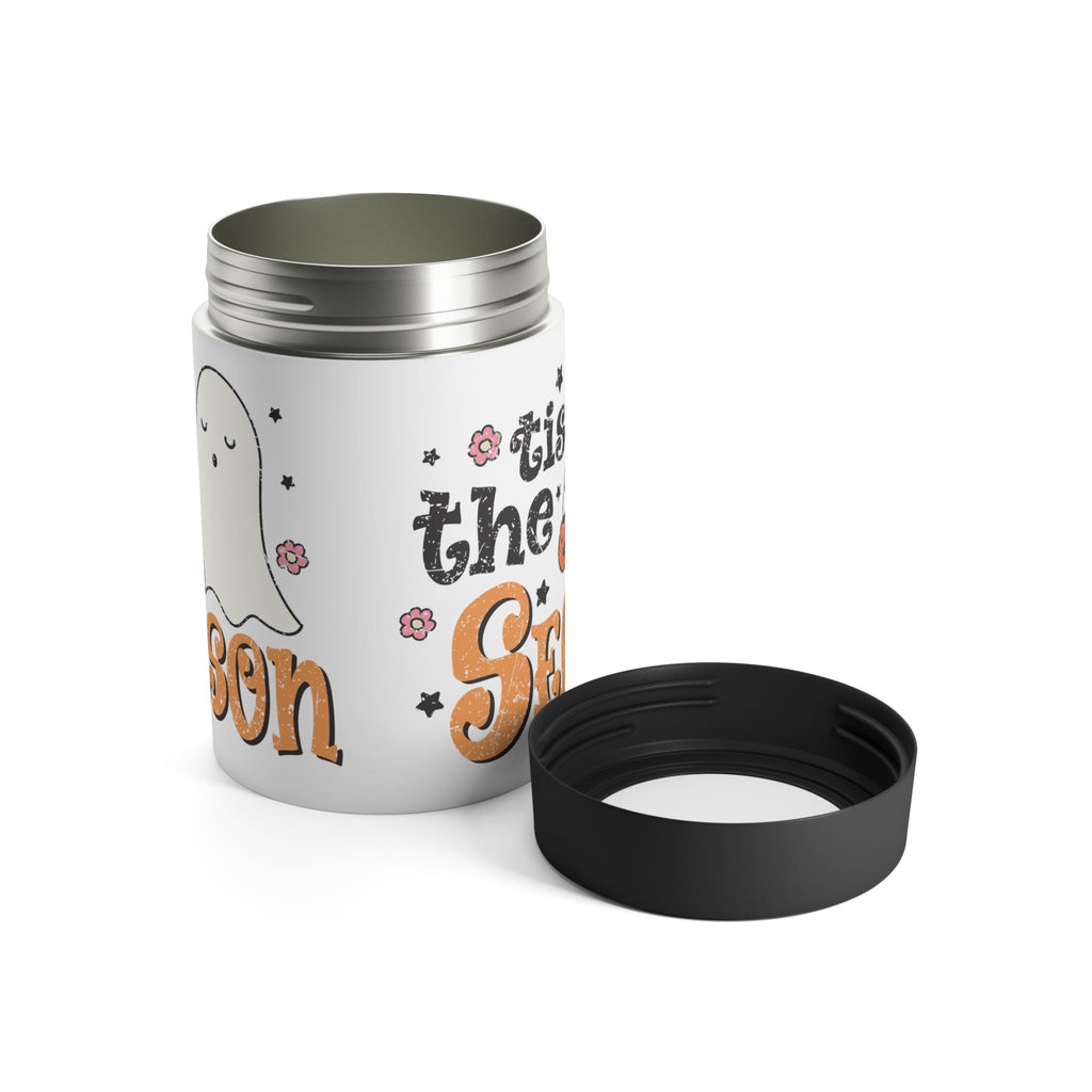 Tis The Season Trick Or Treat Ghost Distressed Halloween Print Lined Stainless Steel Can Holder