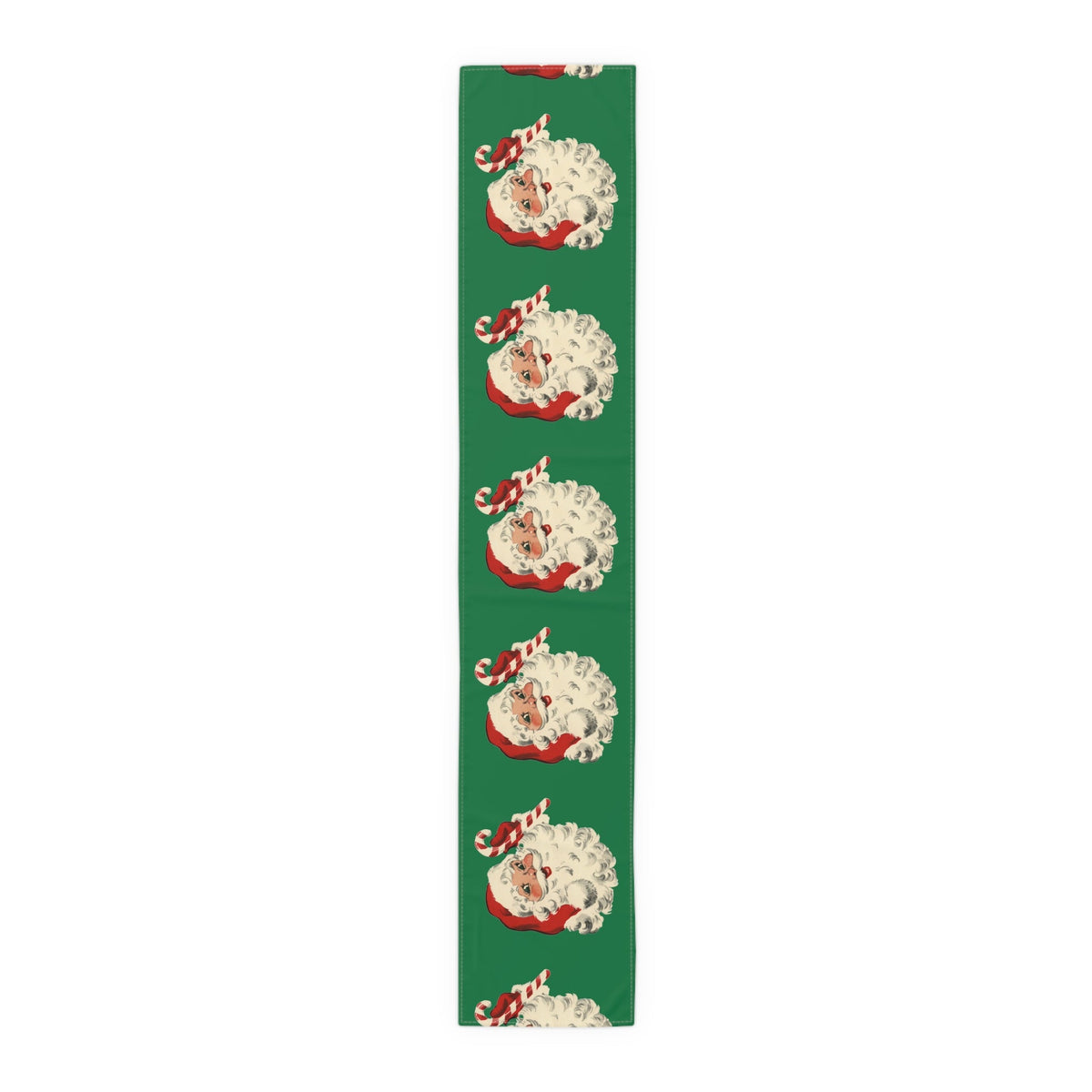 Santa With Candy Cane Retro Christmas Print Home Decor Cotton Table Runner