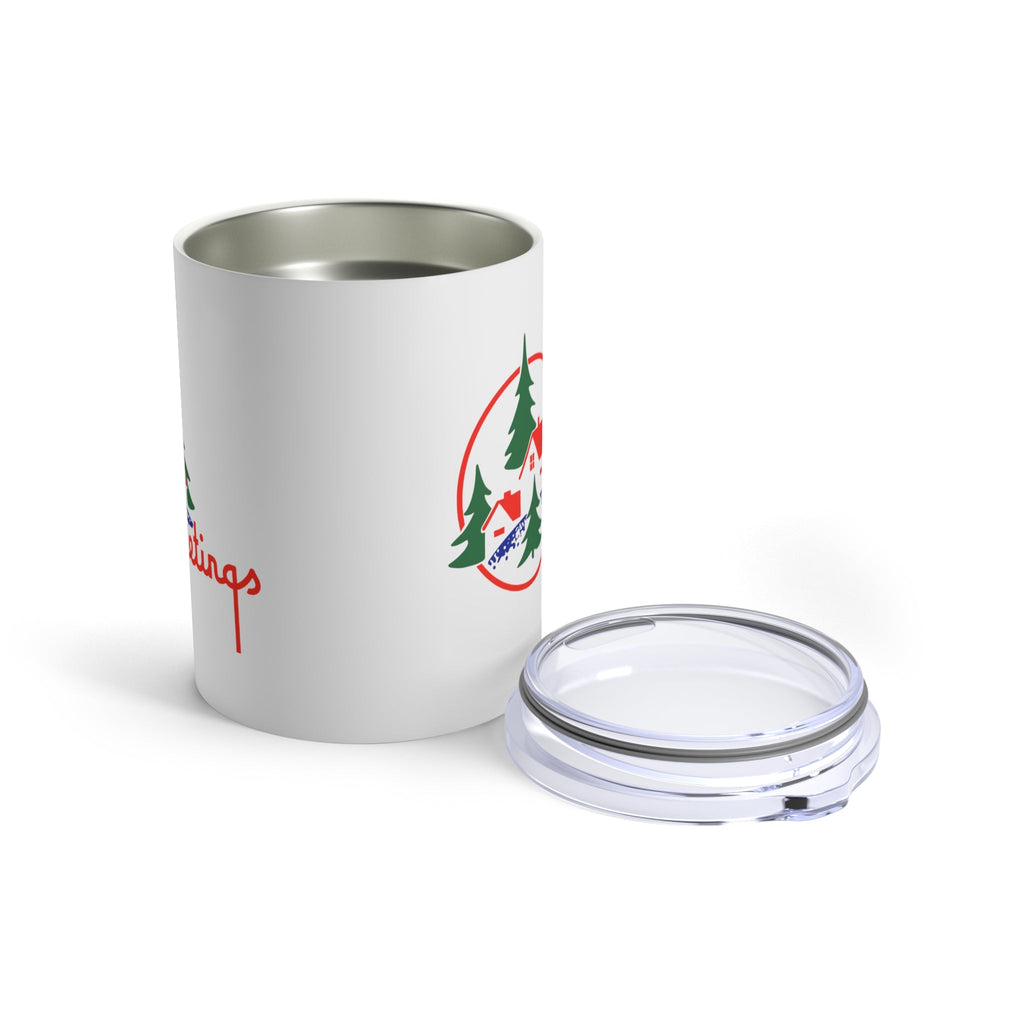 Greetings Mid Century Retro Christmas Print Stainless Steel Tumbler 10oz