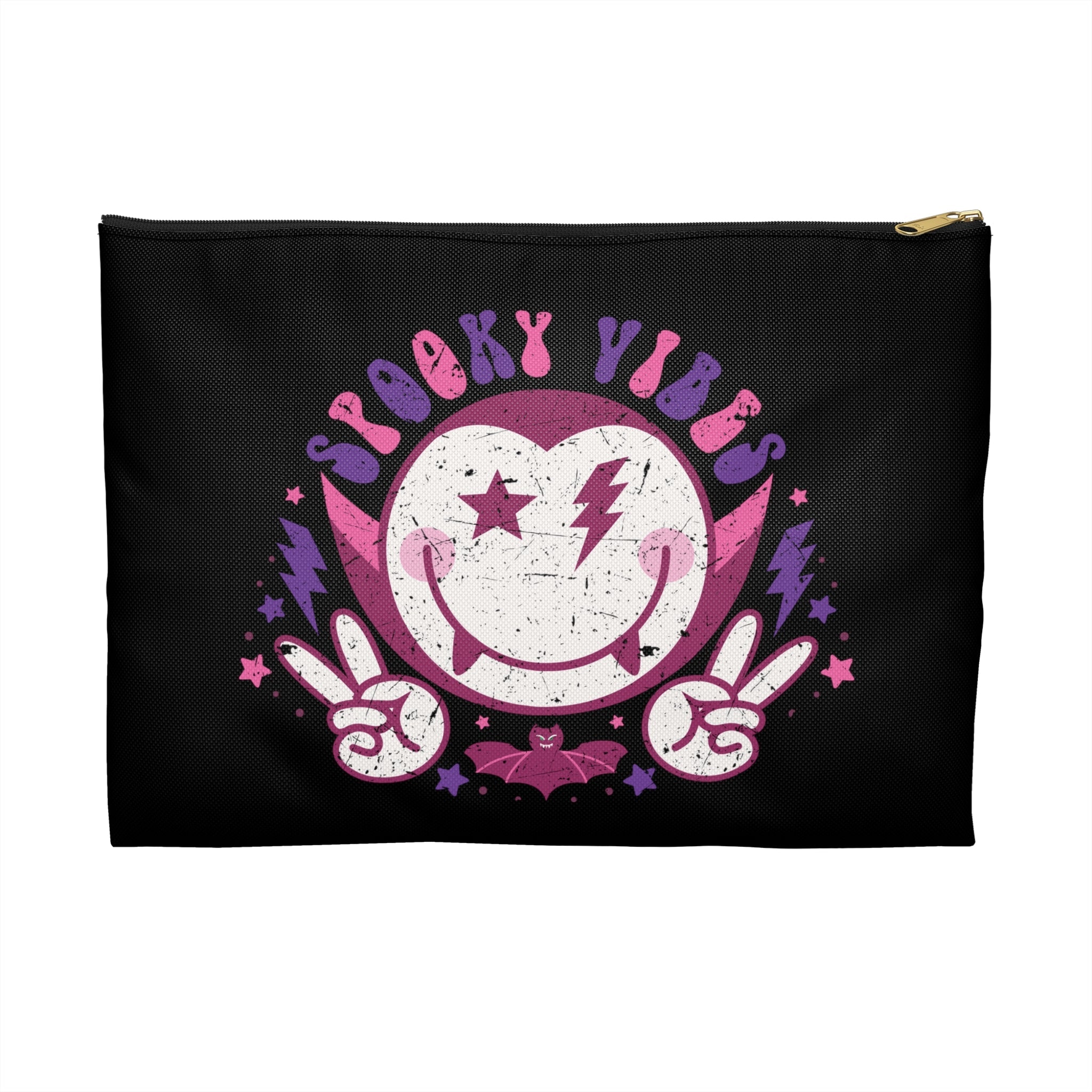 Spooky Vibes Cute Dracula Vampire Halloween Print Polyester Accessory Pouch Travel Bag