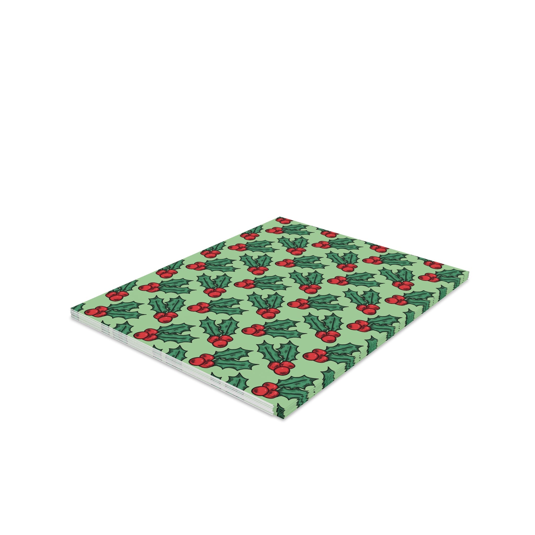 Cute Christmas Holly Print Matte Greeting Cards (8, 16, and 24 pcs)