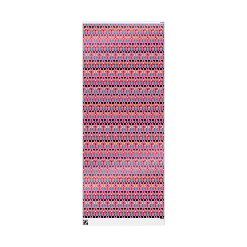 Christmas Toy Soldiers Pink Mid Century Retro Christmas Style Holiday Gift Wrap Paper - Glossy Or Matte