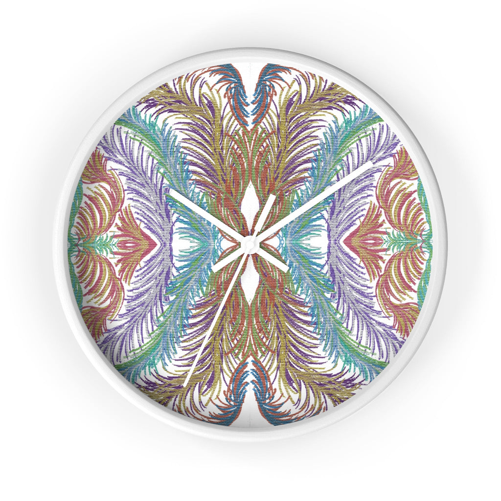 Space Feathers Caden Caraco White Wall Clock