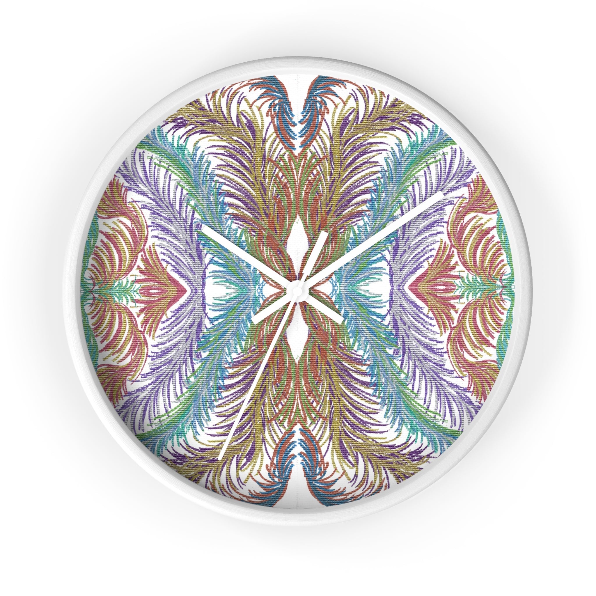 Space Feathers Caden Caraco White Wall Clock