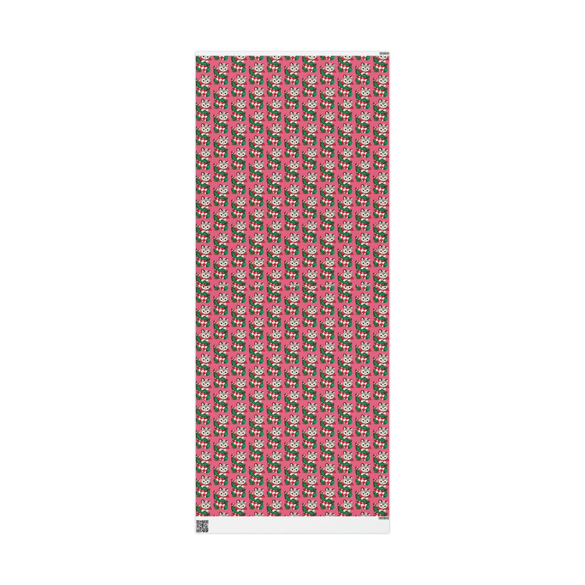 Christmas Kitten In Stocking Pink Mid Century Retro Christmas Print Holiday Gift Wrap Paper - Glossy Or Matte