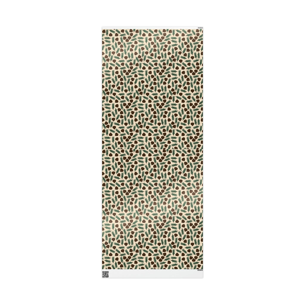 Pinecones With Sprigs Of Pine Cute Winter Christmas Print Holiday Gift Wrap Paper - Glossy Or Matte