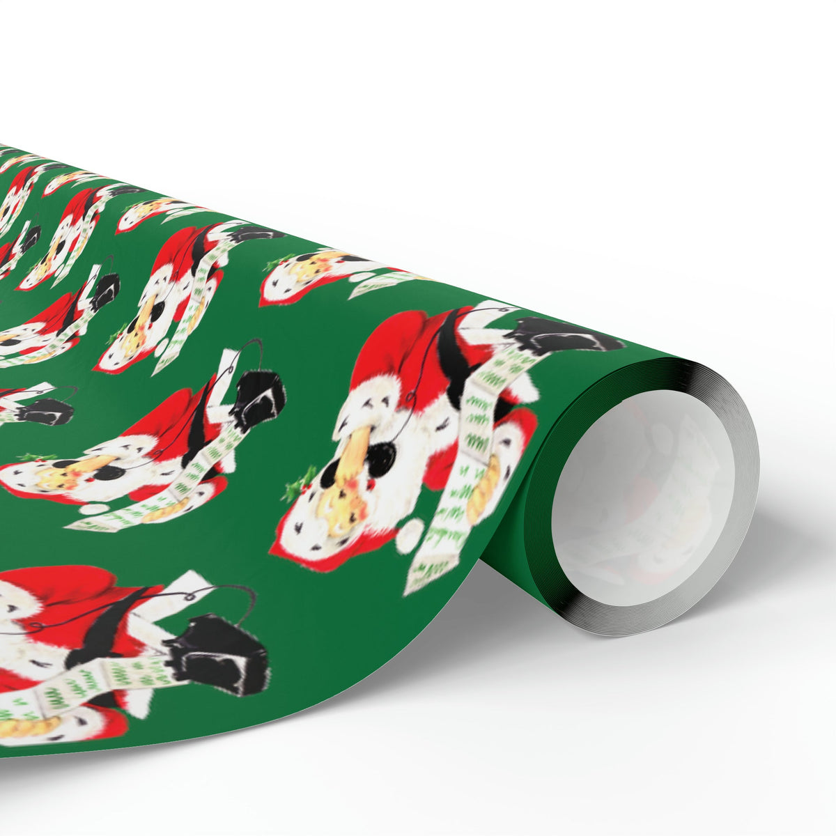 Santa Checking His List On Telephone Green Mid Century Retro Christmas Print Holiday Gift Wrap Paper - Glossy Or Matte