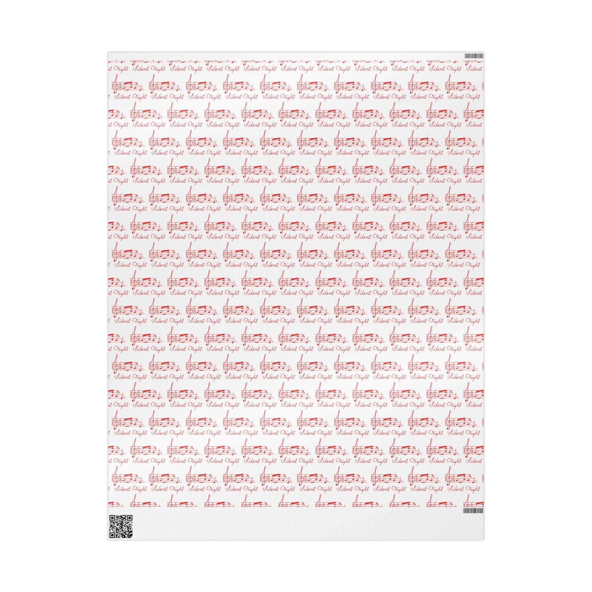Silent Night Red Sheet Music Mid Century Retro Christmas Print Holiday Gift Wrap Paper - Glossy Or Matte