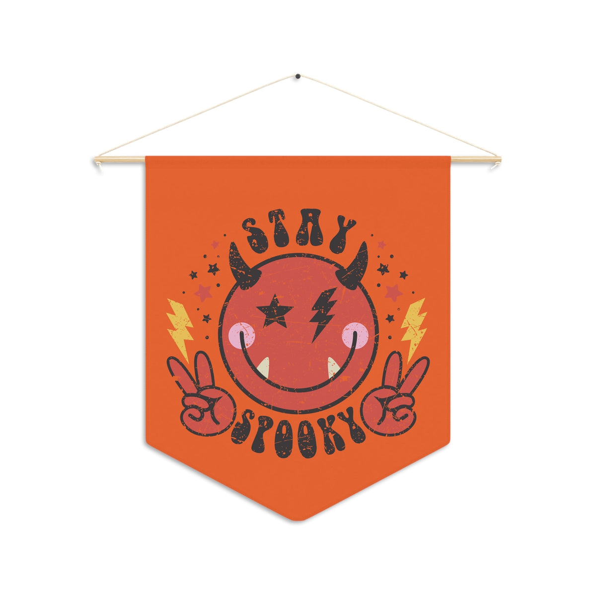 Stay Spooky Cute Devil Orange Halloween Print Decor Print Wall Hanging Banner Flag