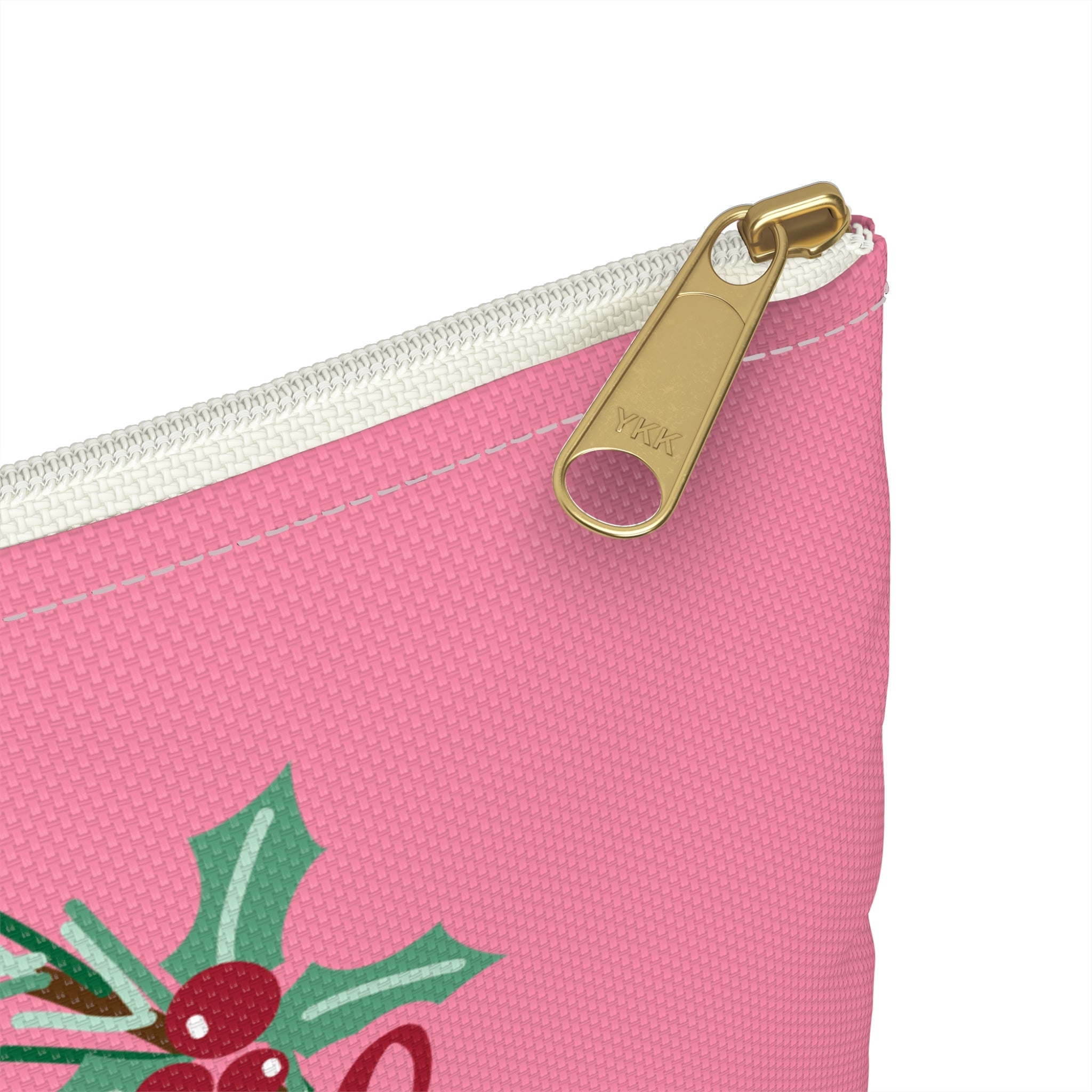 It's A Wonderful Life Wreath Pink Retro Style Christmas Print Polyester Accessory Pouch Travel Bag