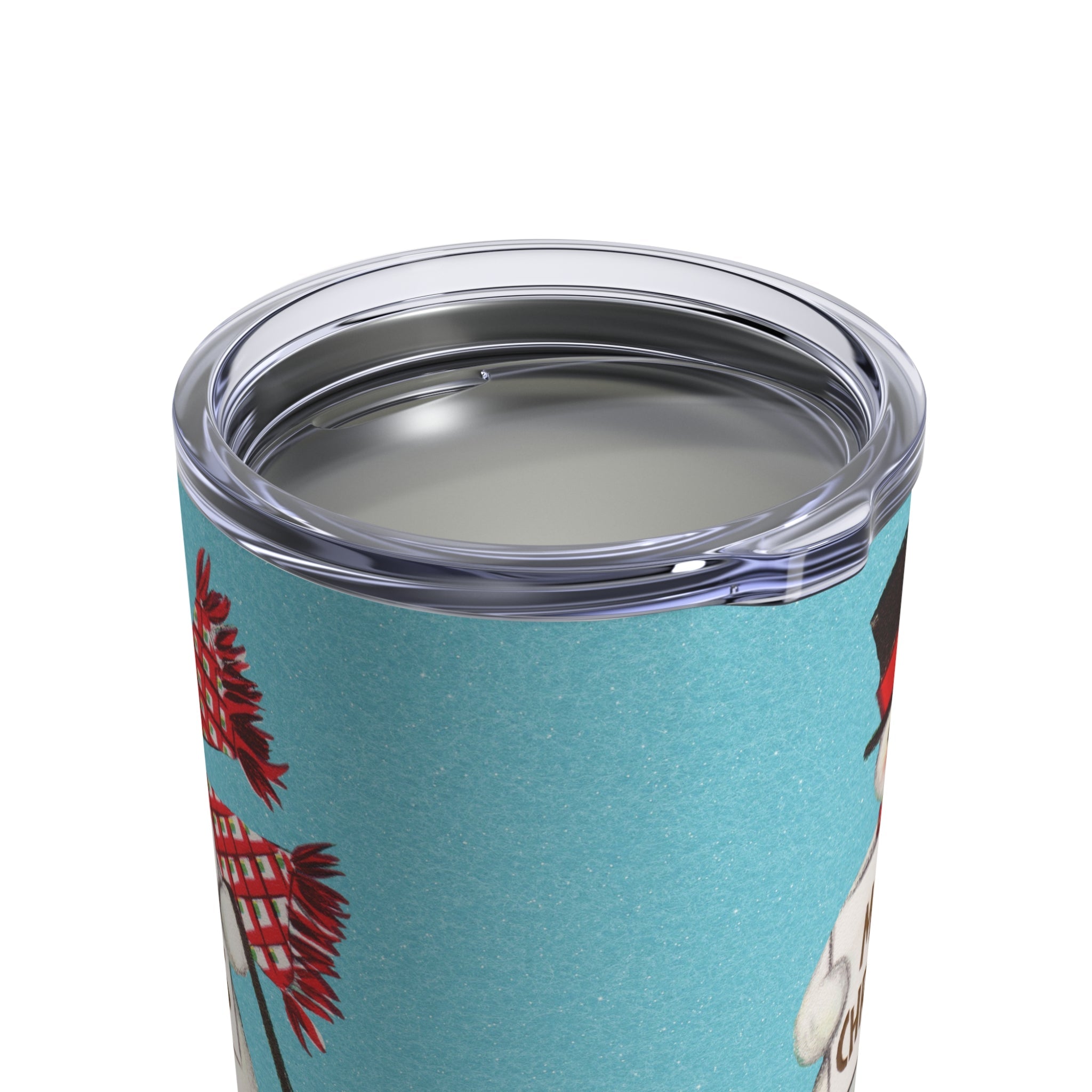 Merry Christmas Snowman Blue Retro Christmas Print Stainless Steel Tumbler 10oz