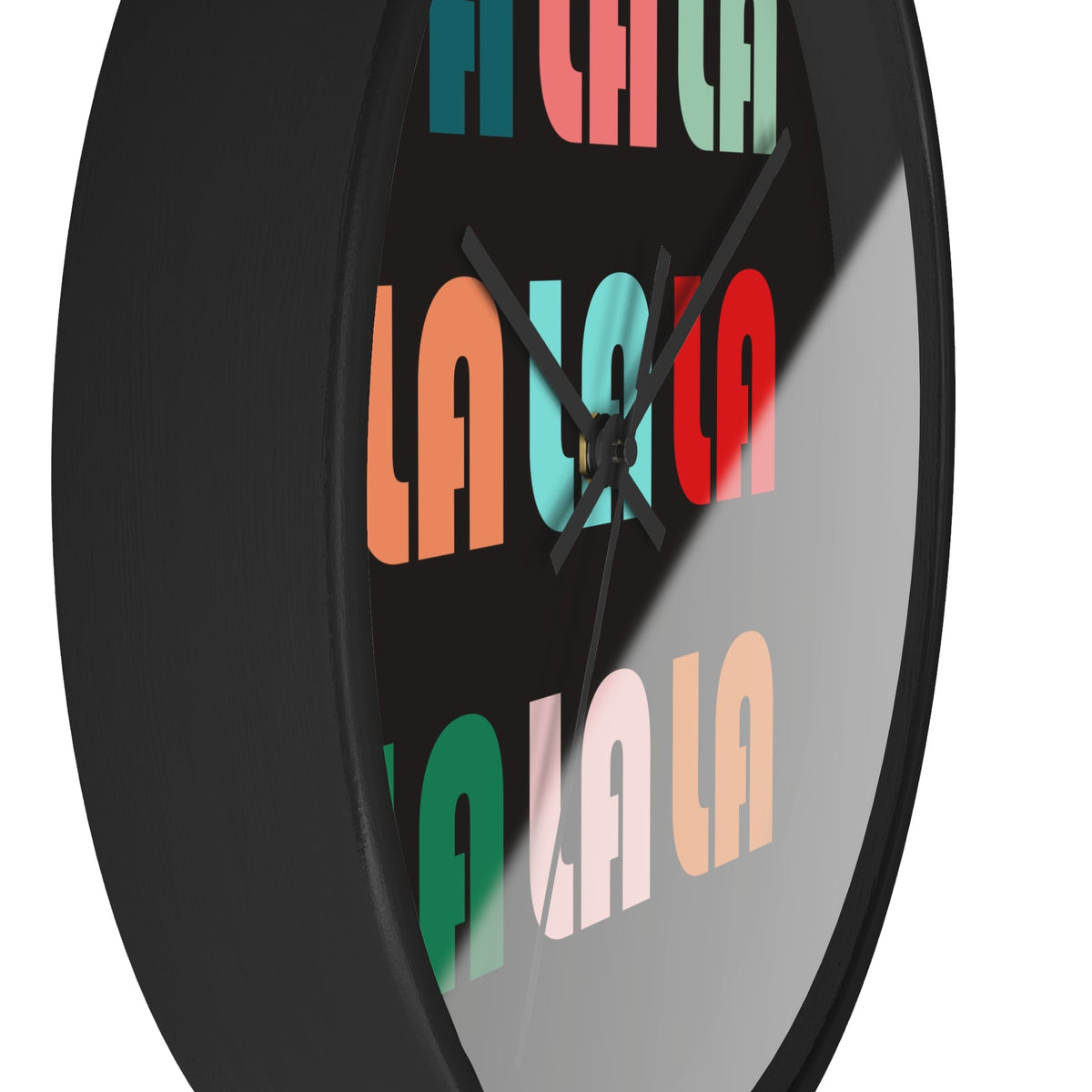 Fa La La La Christmas Retro Style Black Wooden Wall Clock
